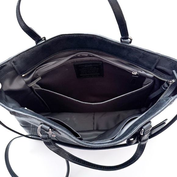 Coach Poppy Textured Black Patent Leather Blair Tote - Picture 7 of 8